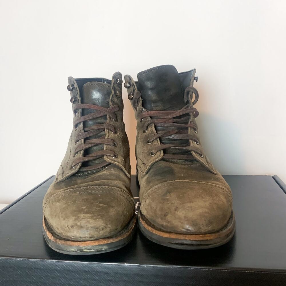 THURSDAY BOOT CO Captain Suede Lace-Up Boot Dark Olive Size 9 EUC - Picture 2 of 4